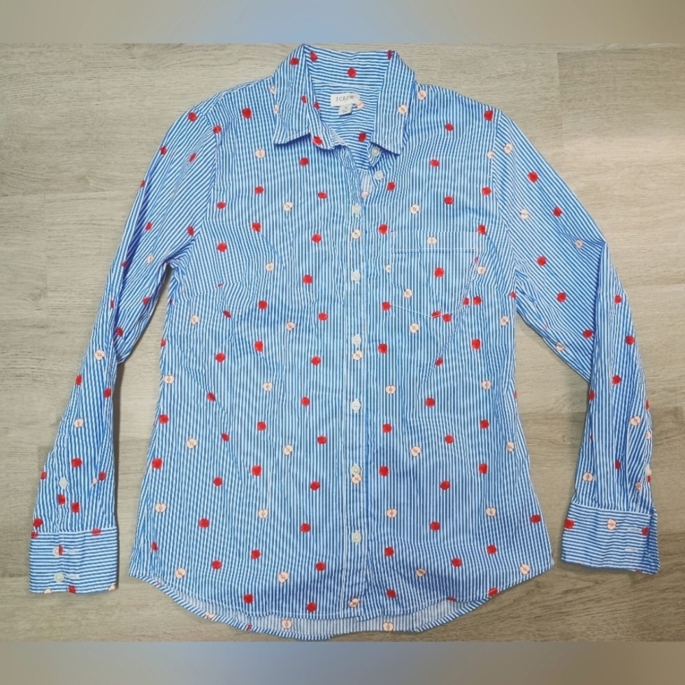J. Crew womens Re-imagined blue stripe teacher school apple button down size s - Picture 1 of 7